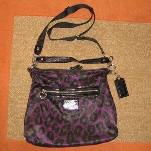 Authentic COACH Poppy Medium Leopard Print Ocelot Crossbody Bag, #F20060, Purple